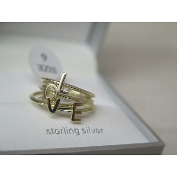 Vita Di Grazia Milano 925 Sterling Silver Sz 6 Gold Plated Love Stackable Rings - Picture 5 of 8